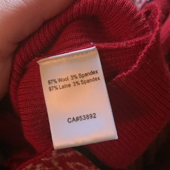 Wool Icelandic Design Zip Up Hooded Vest, red, white and black - GUC Size Large - Picture 5 of 6